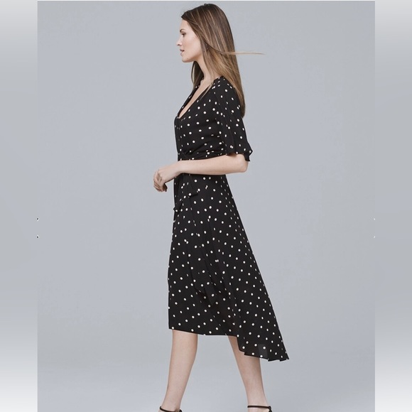 Polka Dot Wrap High-Low Dress w detachable inner Slip Dress - WHBM - Picture 3 of 4